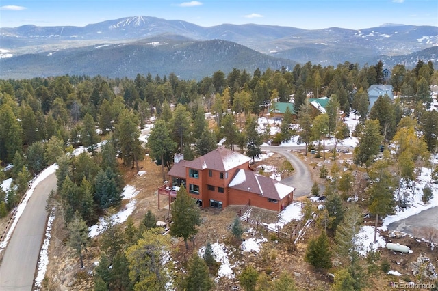 aerial view with a mountain view