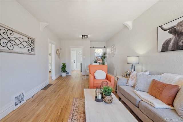 living room featuring light hardwood / wood-style flooring