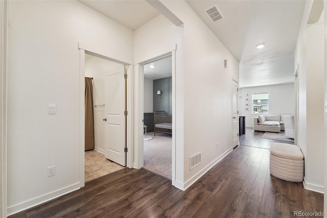 2226 Monte Vista St, Fort Lupton, CO 80621 - hall featuring recessed lighting, baseboards, dark wood-style floors, and visible vents