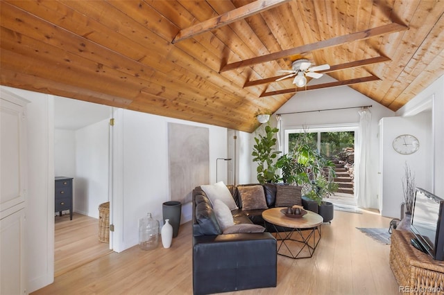 426 Corona Ave, Palmer Lake, CO 80133 - living area featuring wooden ceiling, light wood-style floors, and a ceiling fan