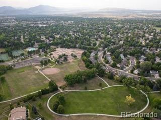 bird's eye view with a mountain view