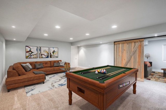 9781 Dunning Cir, Highlands Ranch, CO 80129 - recreation room featuring carpet floors, recessed lighting, and billiards
