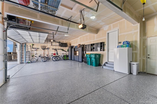 garage with a garage door opener