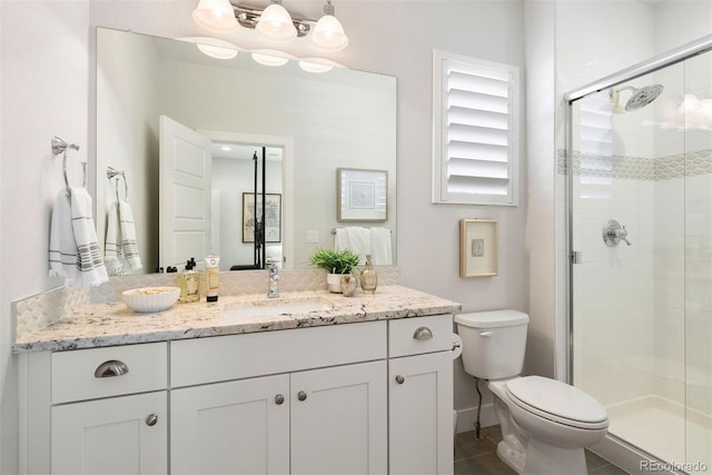 4142 Saltbrush Ct, Loveland, CO 80538 - full bath with vanity, a shower stall, and tile patterned floors
