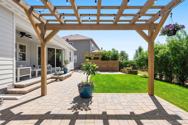 4142 Saltbrush Ct, Loveland, CO 80538 - view of patio featuring a ceiling fan and a pergola