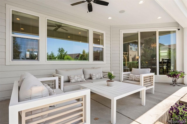 4142 Saltbrush Ct, Loveland, CO 80538 - view of patio with a ceiling fan and an outdoor hangout area