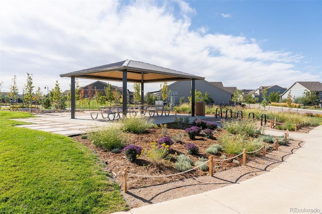 4142 Saltbrush Ct, Loveland, CO 80538 - surrounding community with a gazebo, a residential view, and a yard