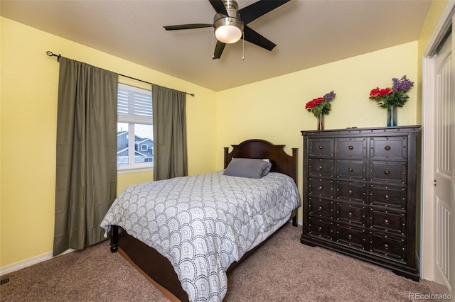 bedroom with carpet and ceiling fan