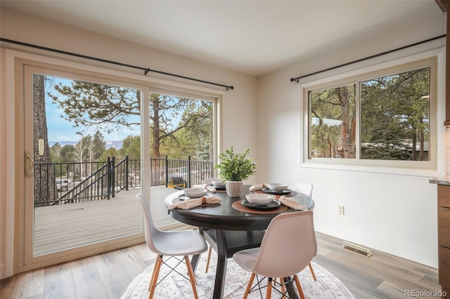 dining room featuring light wood-type flooring