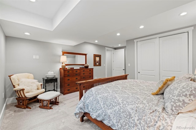 10525 Wild Fox Pl, Franktown, CO 80116 - bedroom with recessed lighting, a closet, and light colored carpet