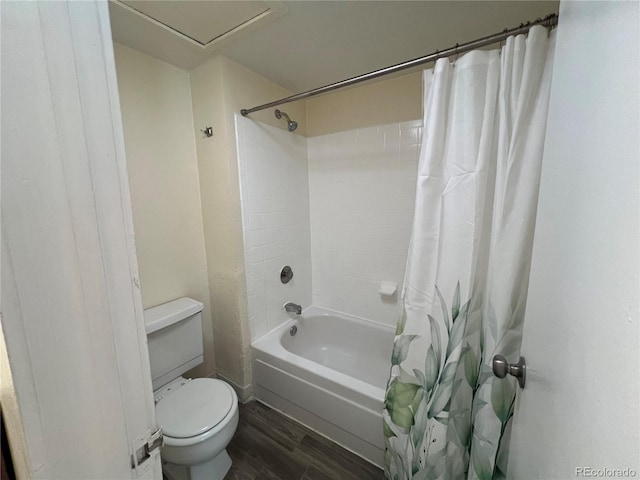 9995 E Harvard Ave Unit 261, Denver, CO 80231 - bathroom with shower / bath combination with curtain and wood finished floors