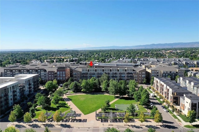 aerial view featuring a mountain view