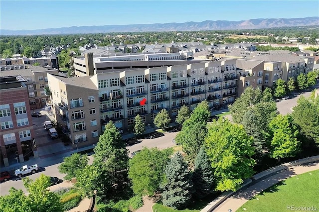 bird's eye view featuring a mountain view