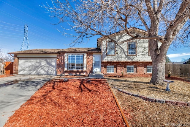 split level home with a garage