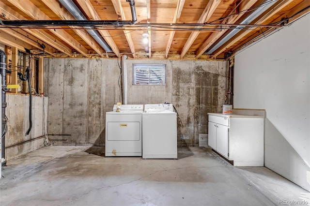 basement with independent washer and dryer