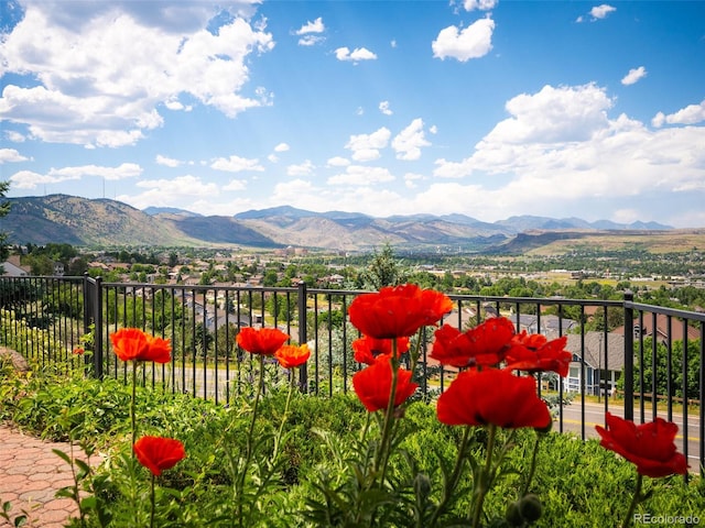 exterior space featuring a mountain view