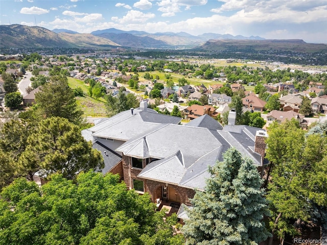 aerial view with a mountain view