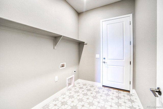 laundry area with electric dryer hookup and hookup for a washing machine