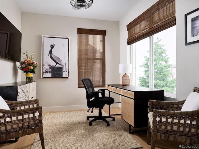 office area featuring hardwood / wood-style floors and a healthy amount of sunlight