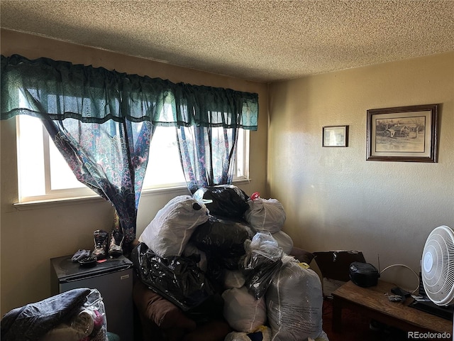 bedroom featuring a textured ceiling