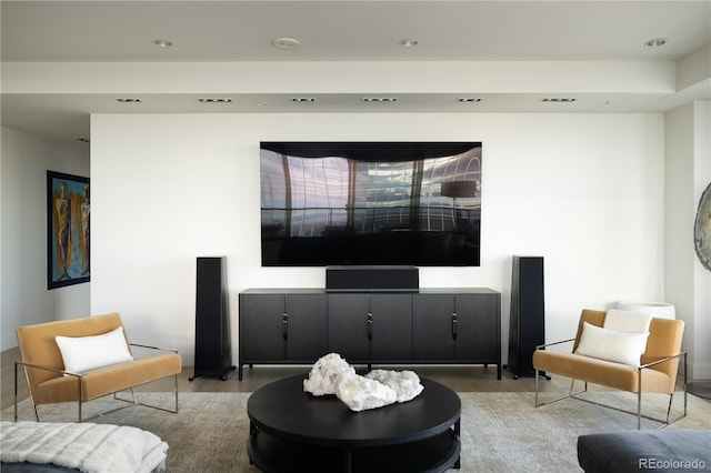 living room with wood-type flooring