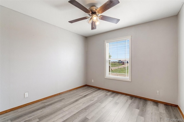 1134 Buffalo Run Rd, Calhan, CO 80808 - empty room featuring baseboards, light wood-style flooring, and a ceiling fan