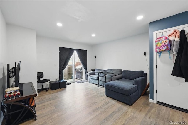 4058 Baytown Dr, Colorado Springs, CO 80916 - living area with recessed lighting, baseboards, and wood finished floors