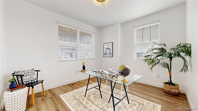 office featuring light hardwood / wood-style flooring