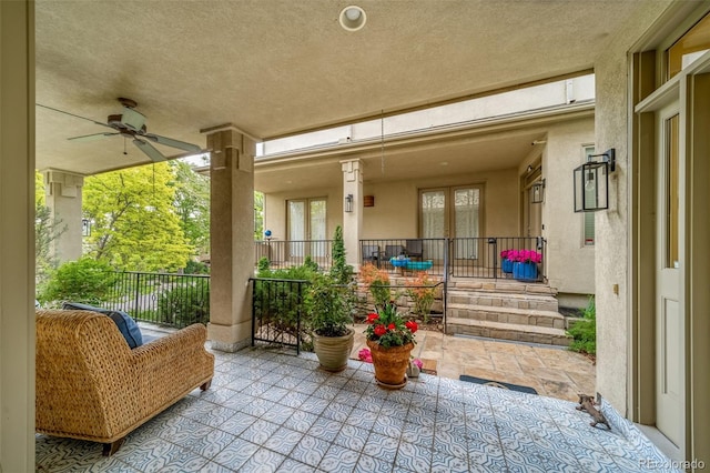 581 Garfield St, Denver, CO 80206 - view of patio / terrace with french doors and ceiling fan