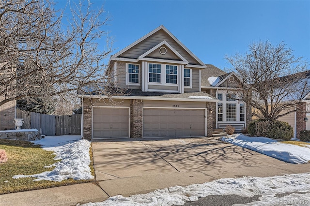 view of front of property with a garage