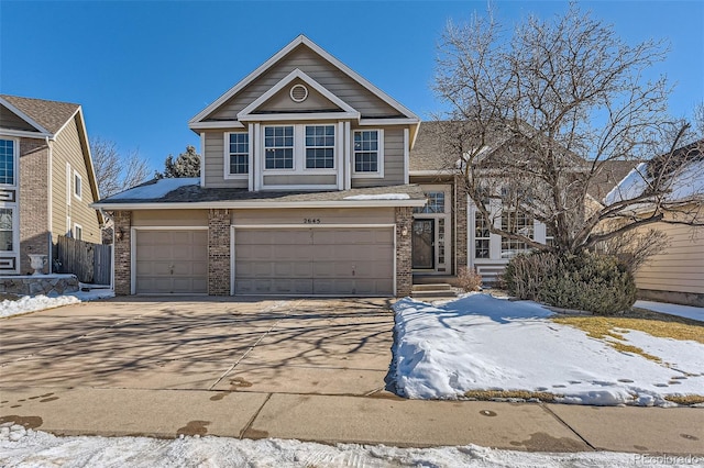 view of front of property with a garage