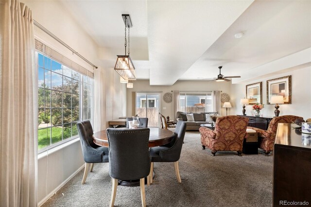 5302 Canadian Rose Vw, Colorado Springs, CO 80916 - carpeted dining space with ceiling fan and baseboards