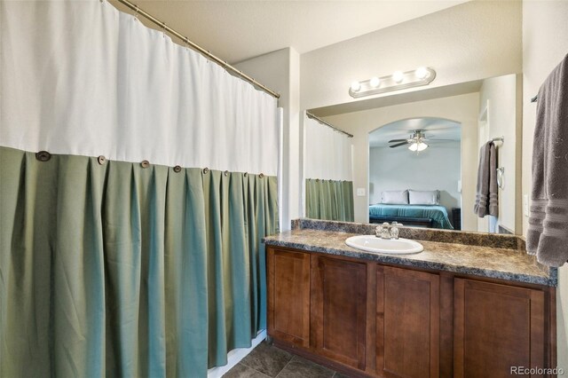 5302 Canadian Rose Vw, Colorado Springs, CO 80916 - bathroom with vanity, a ceiling fan, and ensuite bath