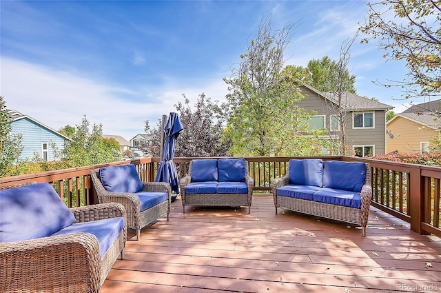 wooden deck with an outdoor hangout area