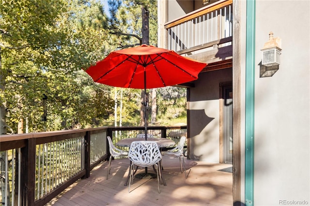32217 Buffalo Park Rd, Evergreen, CO 80439 - wooden deck featuring outdoor dining space