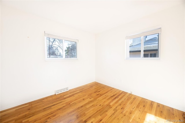 empty room featuring plenty of natural light and wood-type flooring