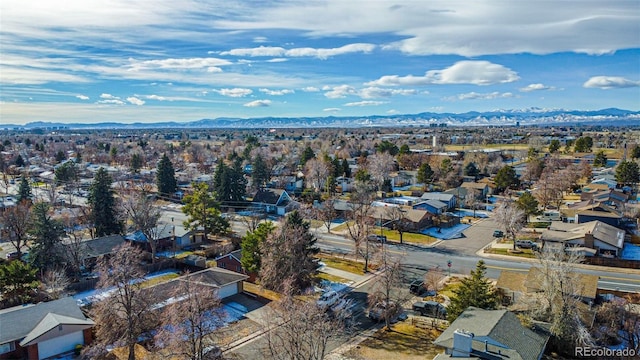 bird's eye view featuring a mountain view