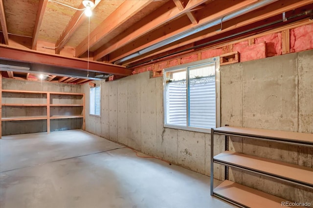 basement with a healthy amount of sunlight