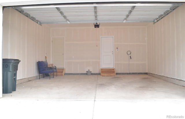 garage with a garage door opener