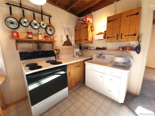 kitchen featuring range with electric cooktop and sink