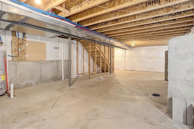 467 S 36th Ave, Brighton, CO 80601 - unfinished basement featuring stairway and gas water heater