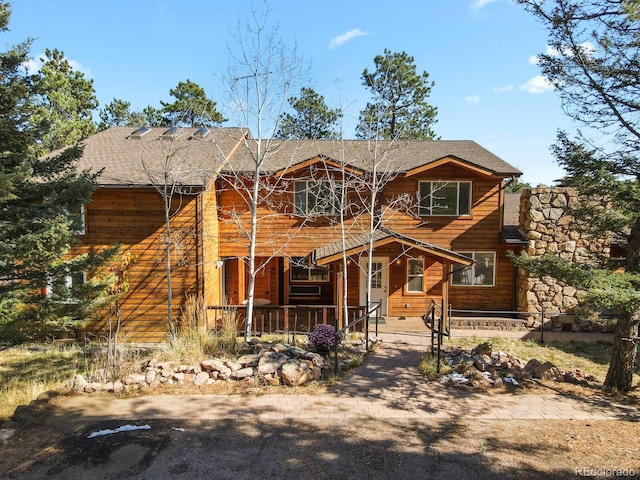 view of log home