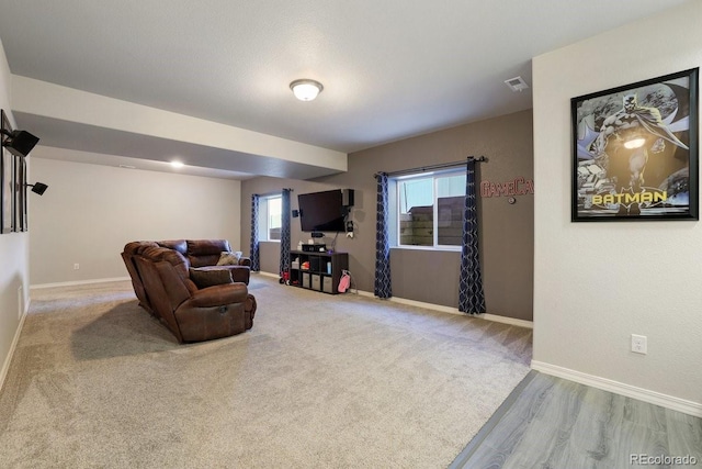 living room with light wood-type flooring