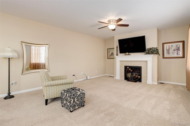 12513 Grape St, Thornton, CO 80241 - unfurnished room featuring carpet flooring, ceiling fan, and a fireplace