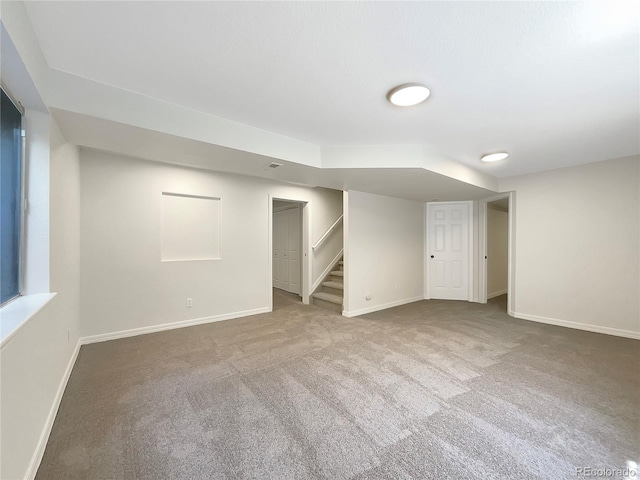 basement featuring carpet floors