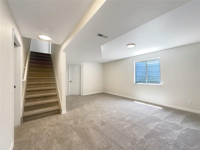 basement with carpet floors