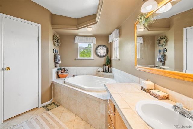 7260 Remington Rd, Como, CO 80432 - full bath with a garden tub, vanity, and tile patterned flooring