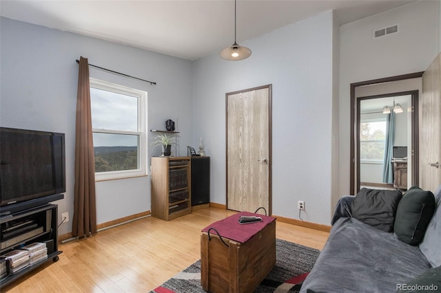 living room featuring light wood-type flooring