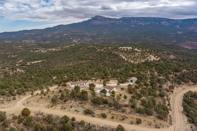 aerial view with a mountain view