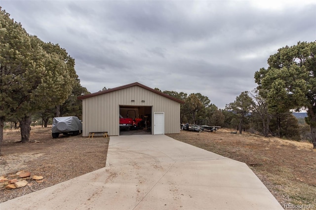 exterior space featuring a garage